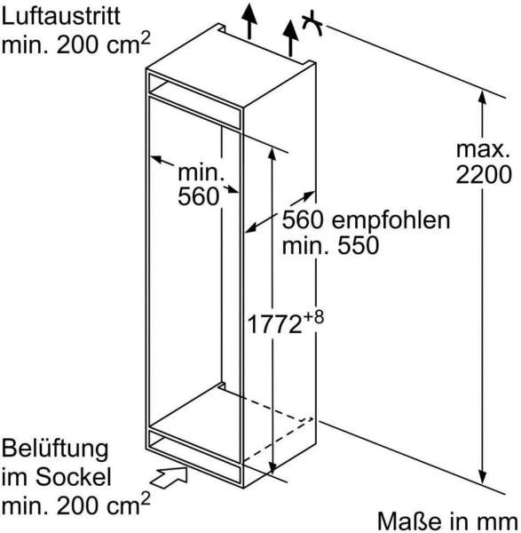 Neff KI5862FE0 N50 Einbau Kühl-Gefrierkombination, Nischenhöhe: 177,2cm, 269L, Festtürtechnik, LED Beleuchtung, Fresh Safe